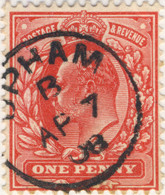 GB  - KEVII 1908 (Apr 7) - " UPHAM " (Hampshire) Thimble CDS On SG219 - Oblitérés