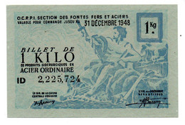 France -  1 KG Acier Ordinaire 31/12/1948 -  O C R P I -  SPL - Bons & Nécessité