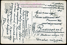 I. VH. 1917. Tábori Képeslap, Lángvető Osztag  Bélyegzéssel Budapestre - Cartas
