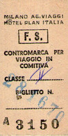 B 3766 - Biglietto Ferrovie Dello Stato Milano - Europa