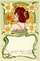 Jugendstil Frau Blumen Künstlerkarte 1901 I-II Art Nouveau - Non Classés