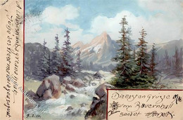 Handgemalt Berge  Künstlerkarte 1901 I-II (fleckig) Peint à La Main - Andere & Zonder Classificatie