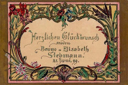 Handgemalt Glückwunsch Künstlerkarte 1899 I-II Peint à La Main - Otros & Sin Clasificación