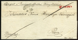 KŐSZEG / GÜNS 1837. Régi Bélyegelőtti Levél Boríték, Ritka Piros "frankó" Bélyegzéssel Pécsre Küldve - ...-1867 Prephilately