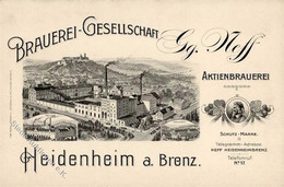 Bier Heidenheim (7920) Gg. Neff Aktienbrauerei Lithographie I-II (keine Ak-Einteilung) Bière - Werbepostkarten