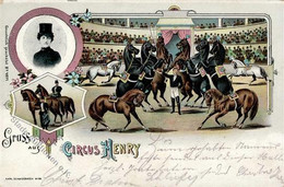 Zirkus Henry Pferde Dressur Litho 1901 I-II - Circo
