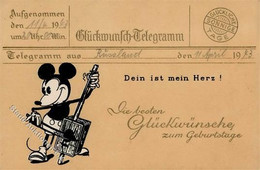 Walt Disney Micky Maus Glückwunsch Prägedruck I-II - Altri & Non Classificati