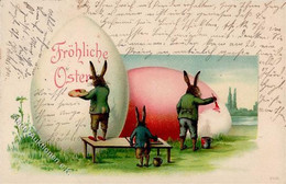 Ostern Hasen Personifiziert Lithographie 1902 I-II Paques - Pascua