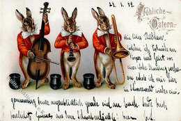 Ostern Hasen Personifiziert Musikanten Lithographie 1899 I-II Paques - Pascua