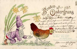 Ostern Zwerg Huhn  Prägedruck 1902 I-II Paques Lutin - Pâques