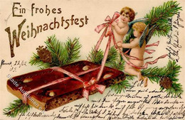 Lebkuchen Engel Weihnachten Lithographie / Prägedruck 1903 I-II (kleiner Einriss) Noel Ange - Kerstman