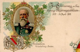 Adel Baden Großherzog Friedrich 50jähriges Regierungsjubiläum Lithographie 1902 I-II - Koninklijke Families