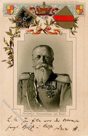 Adel Baden, Grossherzog Friedrich, Farbige Präge-Portraitkarte (Wappen), Stauchung, 1903 - Case Reali