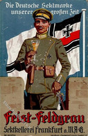 Patriotik WK I Frankfurt (6000) Fabrik Sektkellerei Feist-Feldgrau Uniform Werbe AK 1915 II (Stauchung) - Sonstige & Ohne Zuordnung