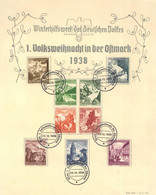 NS-GEDENKBLATT WK II - Großes WHW-Gedenkblatt 1. VOLKSWEIHNACHT In Der OSTMARK WIEN 1938 Mit Entspr. Marken 675-683 Und  - Oorlog 1939-45