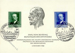 NS-GEDENKBLATT WK II - S-o ERINNERUNGSFEIER Emil V. BEHRING SERUMTHERAPIE MARBURG,Lahn 1940 Mit 2 Versch. S-o I - Guerra 1939-45