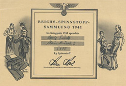 REICHS-SPINNSTOFF-SAMMLUNG 1941 WK II - DINA5 - Spendenschein - Gefaltet I-II - Weltkrieg 1939-45