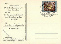 WHW WK II - BREMEN TAG Der BRIEFMARKE 1943 Zu Gunsten D. IV.KWHW 1942/43 Mit S-o -beidseitig Bedruckt I - Weltkrieg 1939-45