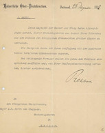 Verleihungsurkunde Ankündigung Königlicher Kronen Orden 3. Klasse Gez. Kaiserliche Ober-Postdirektion Rehborn 1898 I-II  - Weltkrieg 1939-45