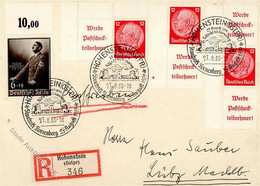 HOHENSTEIN,Ostpr. - R-Brief Mit S-o STAATSAKT TANNENBERG 27.8.39 Mit Hindenburg-ZUSAMMENDRUCKEN I - Guerre 1939-45