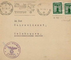 MÜNCHEN WK II - NSDAP MÜNCHEN 33 - Der STELLVERTRETER Des FÜHRERS -Brief-o Und Rückseitiger RAHMEN-o Auf Dienstbrief 193 - Guerre 1939-45