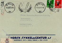 NORWEGEN - Firmenbrief OSLO - Bielefeld Mit Maschinen-Propaganda-o -V- OSLO 1941 (Viktoria) - OKW Zensur I - Oorlog 1939-45