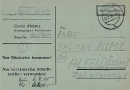 Feldpost WK II - Feldpostkarte EUTIN 30.7.45! Der KORPSGRUPPE V. STOCKHAUSEN I - Guerra 1939-45