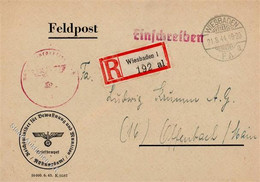 Feldpost WK II -Feldpost-R-Brief WIESBADEN 1944 D. REICHSMINISTER Für BEWAFFNUNG Und RÜSTUNG - Rüstungsamt I - Guerra 1939-45