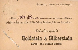 Judaika - BRESLAU - Jüdische Firmenkarte -BRESLAU - Strohhut-Fabrik GOLDSTEIN&SILBERSTEIN 1886 I Judaisme - Judaika