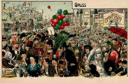 Judaika - Jahrmarkt-Litho Mit Postkarten-Verkäufer Und In Der Mitte: Jüdischer Händler I Judaisme - Judaika
