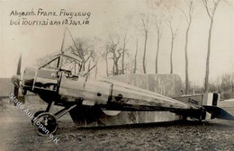 Flugzeuge WK I Abgeschossenes Französisches Flugzeug Bei Tournai Foto AK 1916 I-II Aviation Aviation - Sonstige & Ohne Zuordnung