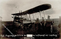 Flugzeuge WK I Englisches Flugzeug Zur Landung Gezwungen Foto AK 1916 I-II Aviation Aviation - Sonstige & Ohne Zuordnung