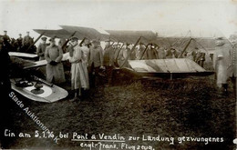 Flugzeuge WK I Zur Landung Gezwungenes Engl.-franz Flugzeug Bei Pont A Vendin Foto AK 1916 I-II Aviation Aviation - Sonstige & Ohne Zuordnung