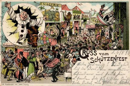 Schützenfest Clown Luftschaukel Lithographie 1898 I-II - Tir (Armes)