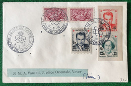 Monaco N°373, 381A, 380B Et 302B Sur Enveloppe Pour La Suisse, TAD REINATEX 3.5.1952 - (B303) - Covers & Documents