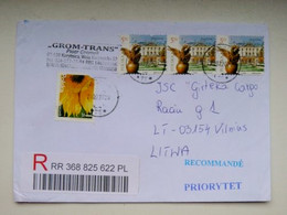 Cover Sent From Poland Registered Flowers Sunflower Bialyctok Wegrow - Storia Postale