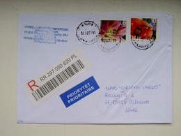 Cover Sent From Poland Registered Flowers - Briefe U. Dokumente