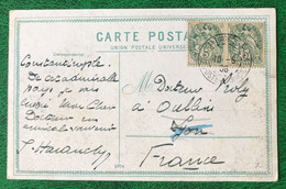 Levant N°13 (x2) Sur CPA, TAD Constantinople - Pera - Poste Française 16.5.1906 - (B329) - Cartas & Documentos