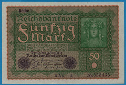 DEUTSCHES REICH 50 Mark  24.06.1919 Série AAL A # 553431 P# 66 Reihe 1 - 50 Mark