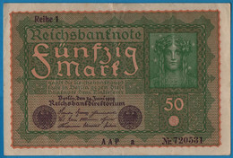 DEUTSCHES REICH 50 Mark  24.06.1919 Série AAP A # 720531 P# 66 Reihe 1 - 50 Mark