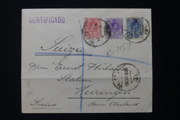 ESPAGNE - Enveloppe En Recommandé De Valencia Pour La Suisse En 1922, Affranchissement Tricolore - L 82487 - Autres & Non Classés