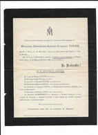 1912 PARIS - DIEUDONNE TOURE NE A COLLIOURE EN 1873 - INHUMATION CIMETIERE DE BAGNEUX - AVIS DE DECES - Overlijden