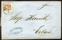 PEST 1860. Dekoratív , Elfogazott 10kr Céges Levélen Egerbe Küldve  /  PEST 1860 Decorative 10Kr Corp. Letter To Eger - ...-1867 Préphilatélie