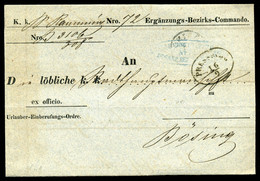 POZSONY  1861. Nyomtatott, Régi Katonai Ex Offo Levél  Bazinba Küldve - ...-1867 Prephilately