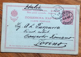 BULGARIA - CARTE POSTALE 10 C. Da SOPHIA  14/6/1908 PER TORINO  AUTOGRAFA DI GEORGES CALVARI - Storia Postale