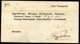 SZÉKESFEHÉRVÁR 1843. Dekoratív Hivatalos Boríték Nagyszőllősre Küldve - ...-1867 Vorphilatelie