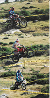 Lot De 3 Photos Sports, Motocyclisme - Moto Enduro (vers 1988) Alain Olivier, Gilles Lalay Et Rossi (vainqueur ) - Sporten