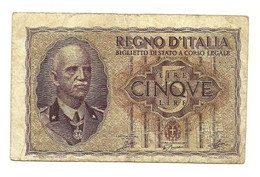 Italia - 5 Lire 1940     ---- - Italië– 5 Lire