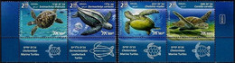 Israel 2016, Marine Turtles, Two MNH Stamps Stripes - Nuevos (con Tab)