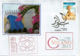 ALGERIE. EXPO UNIVERSELLE MILANO 2015. Lettre Du Pavillon ALGERIE Avec Timbres Algériens + Tampons Officiels Du Pavillon - 2015 – Milaan (Italië)